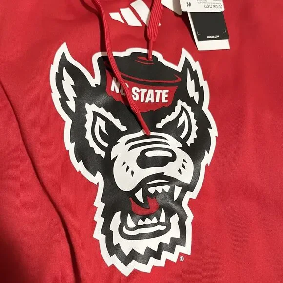 Adidas North Carolina College‎ Wolfpack Hoodie Mens MEDIUM (M) Red